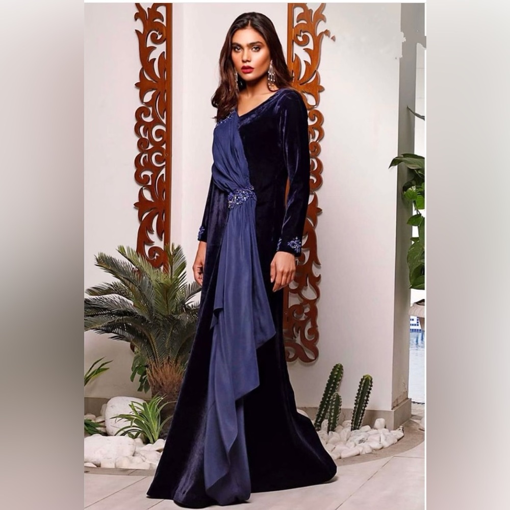 Exotic velvet and crepe gown!